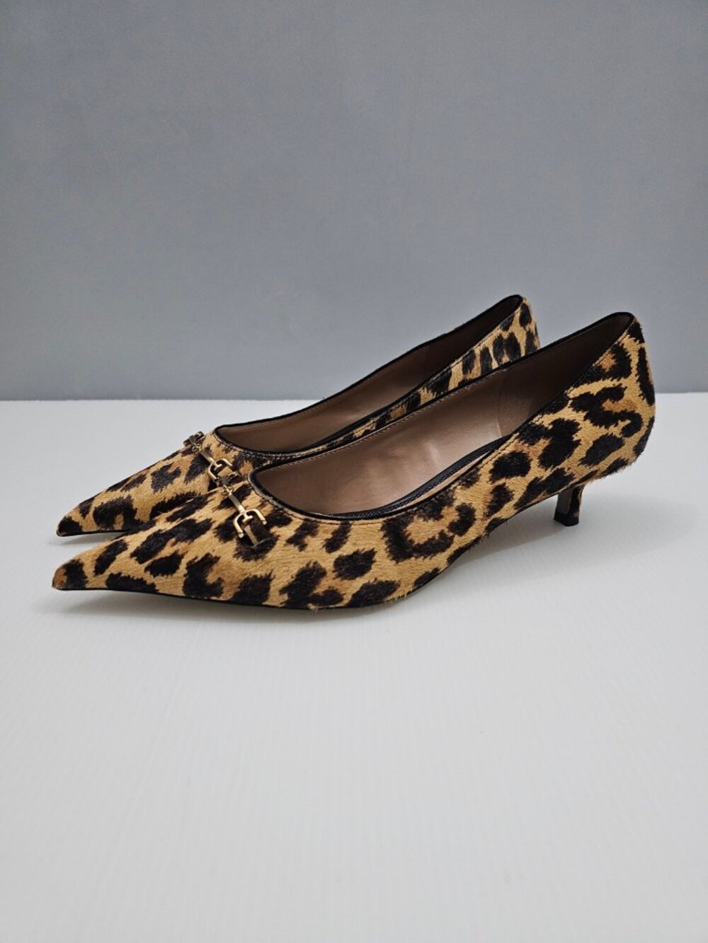 Sam Edelman Kaya Leopard Print Pumps Womens 9 Calf Hair Kitten Heel Pointed Toe